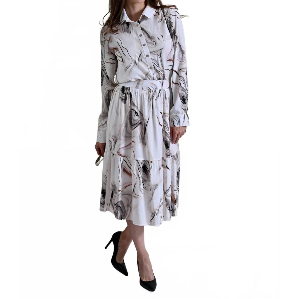 NEW ROSLYN swirl print skirt set in beige wht